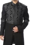 Kommal Sood_Black Cupro Embroidered Sherwani With Trousers_at_Aza_Fashions