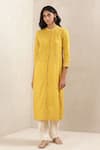 Buy Ritu Kumar Yellow Cotton Voile Printed Geometric Mandarin Collar Kurta at Aza Fashions Buy_Ritu Kumar_Yellow Cotton Voile Printed Geometric Mandarin Collar Kurta_at_Aza_Fashions