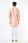 Shop_Spring Break_Peach Silk Blend Mandarin Collar Kurta Set _at_Aza_Fashions