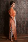 Archana Kochhar_Orange Dhoti Pant Georgette Blouse Raw Silk Jacket Embroidered And Set _Online_at_Aza_Fashions