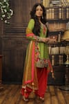 Shop_Archana Kochhar_Green Raw Silk Patiala Cotton Silk Dupatta Net Thread Embroidered Kurta Set _at_Aza_Fashions