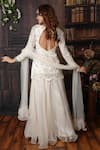 Shop_Archana Kochhar_White Kurta Raw Silk Palazzo Organza Dupatta Net Badla Embroidered Set _at_Aza_Fashions