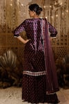 Shop_Archana Kochhar_Purple Kurta Chanel Velvet Print And Embroidery Mirror Work Floral Sharara Set _at_Aza_Fashions