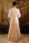 Shop_Archana Kochhar_Ivory Chanderi Embroidery Gota Applique Work Kurta Notched Jacket Open And Set _at_Aza_Fashions