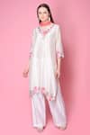 Surabhi Arya_White Kurta And Pant Silk Chanderi Dupatta Chiffon Set _Online_at_Aza_Fashions