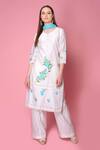 Buy_Surabhi Arya_White Kurta And Pant Silk Chanderi Dupatta Chiffon Set _Online_at_Aza_Fashions