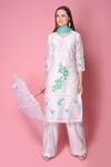 Buy_Surabhi Arya_White Kurta And Pant Silk Chanderi Dupatta Chiffon Set _at_Aza_Fashions