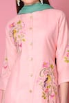 Shop_Surabhi Arya_Pink Kurta And Pant Matka Cotton Dupatta Chiffon Floral Embroidered Set _Online_at_Aza_Fashions