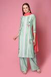 Surabhi Arya_Green Kurta And Pant Silk Chanderi Dupatta Chiffon Pintuck Set_Online_at_Aza_Fashions