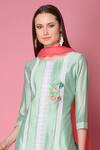 Buy_Surabhi Arya_Green Kurta And Pant Silk Chanderi Dupatta Chiffon Pintuck Set_Online_at_Aza_Fashions