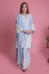 Surabhi Arya_Blue Kurta And Pant Silk Chanderi Dupatta Chiffon Sharara Set_Online_at_Aza_Fashions