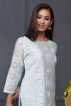 Buy_Surabhi Arya_Blue Silk Chanderi Kurta And Pant Set _Online_at_Aza_Fashions
