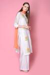 Surabhi Arya_White Kurta And Pant Silk Chanderi Dupatta Chiffon Set _Online_at_Aza_Fashions