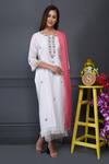 Buy Surabhi Arya White Kurta And Pant Silk Chanderi Dupatta Chiffon Set at Aza Fashions Buy_Surabhi Arya_White Kurta And Pant Silk Chanderi Dupatta Chiffon Set _at_Aza_Fashions