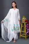 Buy_Surabhi Arya_White Kurta And Pant Silk Chanderi Dupatta Chiffon Set _at_Aza_Fashions