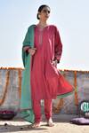 Buy_Kanika Sharma_Pink Cotton, Chanderi Kurta Set _at_Aza_Fashions