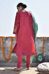 Shop_Kanika Sharma_Pink Cotton, Chanderi Kurta Set _at_Aza_Fashions