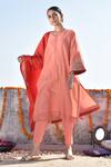 Buy_Kanika Sharma_Pink Cotton, Chanderi Kurta Set _at_Aza_Fashions