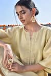 Shop_Kanika Sharma_Yellow Chanderi, Cotton Jama Kurta And Palazzo Set _Online_at_Aza_Fashions