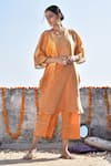 Buy_Kanika Sharma_Orange Chanderi Kurta And Palazzo Set _at_Aza_Fashions