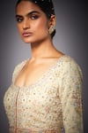 RI.Ritu Kumar Beige Anarkali Silk Lining Viscose Skirt Viscose Dupatta Embroidered Set at Aza Fashions RI.Ritu Kumar_Beige Anarkali Silk Lining Viscose Skirt Viscose Dupatta Embroidered Set _at_Aza_Fashions
