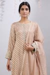 Kanika Sharma_Beige Kurta Leheriya Zari Georgette Pant Embroidered Palazzo Set  _at_Aza_Fashions