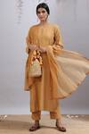Buy_Kanika Sharma_Yellow Kurta Chanderi Zari Dupatta Cotton Silk Round Embroidered Set_at_Aza_Fashions