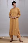 Buy_Kanika Sharma_Yellow Kurta Chanderi Zari Dupatta Cotton Silk Round Embroidered Set_Online_at_Aza_Fashions
