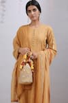 Kanika Sharma_Yellow Kurta Chanderi Zari Dupatta Cotton Silk Round Embroidered Set_at_Aza_Fashions