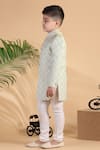 Buy_Kora By Nilesh Mitesh_Green Silk Embroidery Thread Sherwani And Churidar Set _Online_at_Aza_Fashions