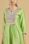 Samyukta Singhania_Green Chanderi Silk Kurta Set_at_Aza_Fashions