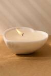 Shop_Kaksh Studio_White Marble And Wax Heart Candle - Single Pc_at_Aza_Fashions