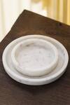Shop_Kaksh Studio_White Marble Round Platter- Single Pc_at_Aza_Fashions