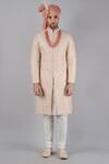 Buy_Siddhesh Chauhan_Pink Raw Silk Mughal Udhyan Embroidered Sherwani Set_Online_at_Aza_Fashions