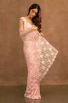 Kashmiraa_Pink Net Geometric Motifs Amira Embellished Saree _Online_at_Aza_Fashions