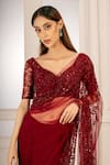 Shop_Kashmiraa_Red Net Embellished Floral Motifs Passion Saree _Online_at_Aza_Fashions