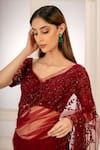 Kashmiraa_Red Net Embellished Floral Motifs Passion Saree _at_Aza_Fashions