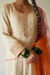 Buy_Kanika Sharma_Beige Kurta Burberry  Salwar Satin Dupatta Set  _Online_at_Aza_Fashions