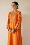 Buy_Kanika Sharma_Orange Georgette Embroidery Mandarin Collar Kurta And Dhoti Pant Set _Online_at_Aza_Fashions