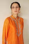 Shop_Kanika Sharma_Orange Georgette Embroidery Mandarin Collar Kurta And Dhoti Pant Set _Online_at_Aza_Fashions