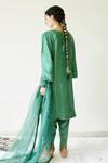 Shop_Kanika Sharma_Green Kurta Tussar  Salwar Satin Dupatta Organza Set  _at_Aza_Fashions