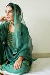 Buy_Kanika Sharma_Green Kurta Tussar  Salwar Satin Dupatta Organza Set  _Online_at_Aza_Fashions