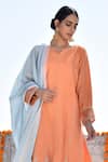 Buy_Kanika Sharma_Orange Kurta Tussar  Pant Satin Dupatta Hand Embroidered Set _Online_at_Aza_Fashions