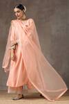 Buy_Kanika Sharma_Peach Satin, Silk, Tussar Embroidered Kurta Set _at_Aza_Fashions