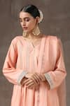 Shop_Kanika Sharma_Peach Satin, Silk, Tussar Embroidered Kurta Set _Online_at_Aza_Fashions