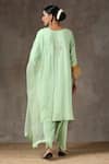 Shop_Kanika Sharma_Green Satin, Silk, Tussar Embroidered Kurta Set _at_Aza_Fashions