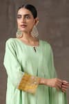 Shop_Kanika Sharma_Green Satin, Silk, Tussar Embroidered Kurta Set _Online_at_Aza_Fashions