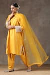 Buy_Kanika Sharma_Yellow Satin, Silk, Tussar Embroidered Kurta Set _at_Aza_Fashions