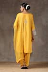 Shop_Kanika Sharma_Yellow Satin, Silk, Tussar Embroidered Kurta Set _at_Aza_Fashions