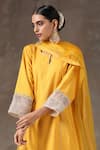 Kanika Sharma_Yellow Satin, Silk, Tussar Embroidered Kurta Set _at_Aza_Fashions